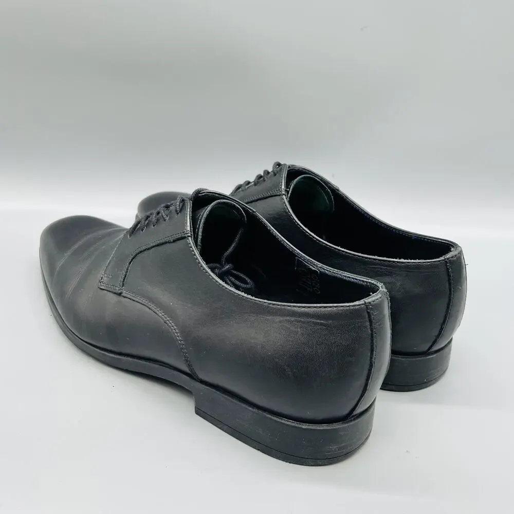 Paul Smith Shoes Mens 9 Black Leather Derby Oxford Dress Almond Toe Classic
